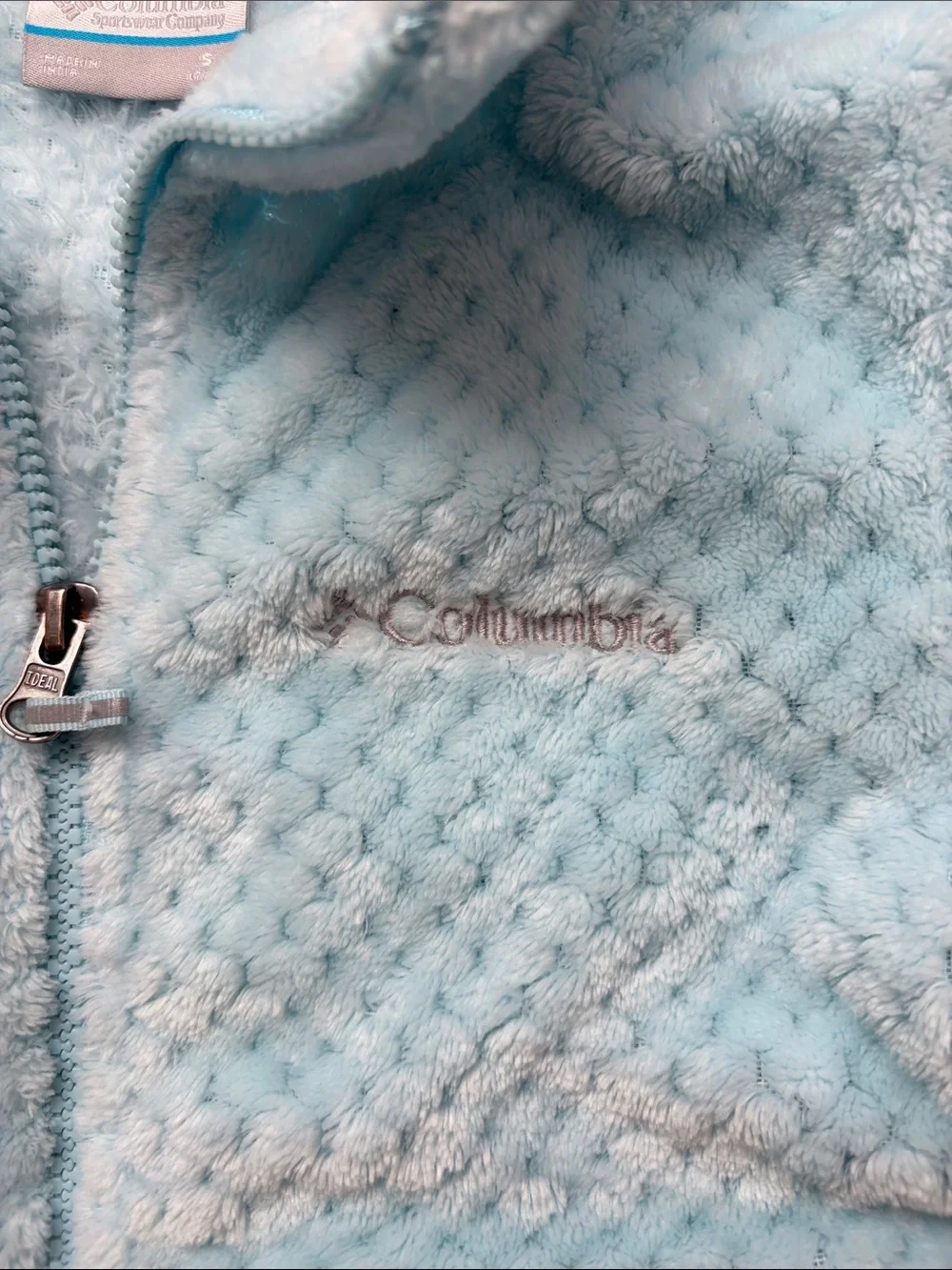 Columbia Light Blue Fuzzy Full-Zip Fleece